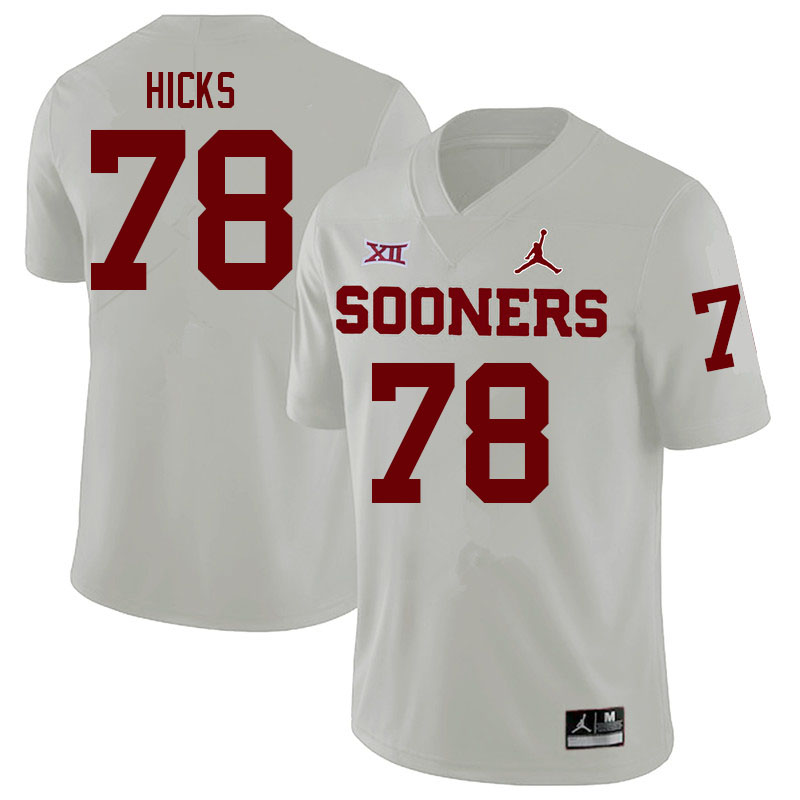Oklahoma Sooners #78 Marcus Hicks College Football Jerseys Sale-White